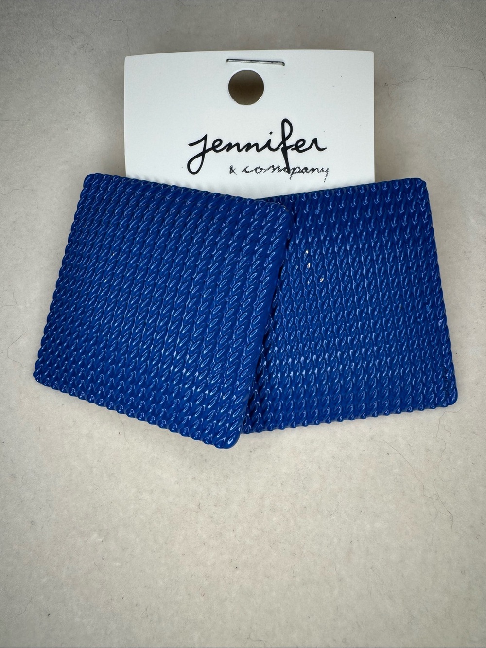 New Jennifer & Co Blue Textured Square earrings post and a Clip, NOT CLIP ONS